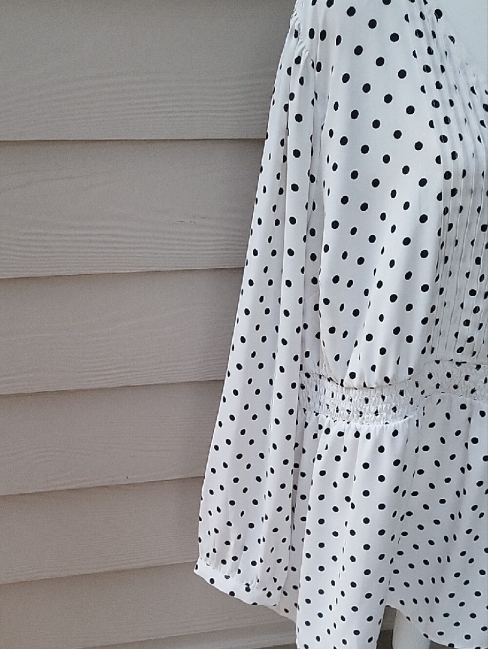 Torrid White Black Polka Dot Smocked Peplum Blouse Size 3 (3X) - Picture 5 of 16